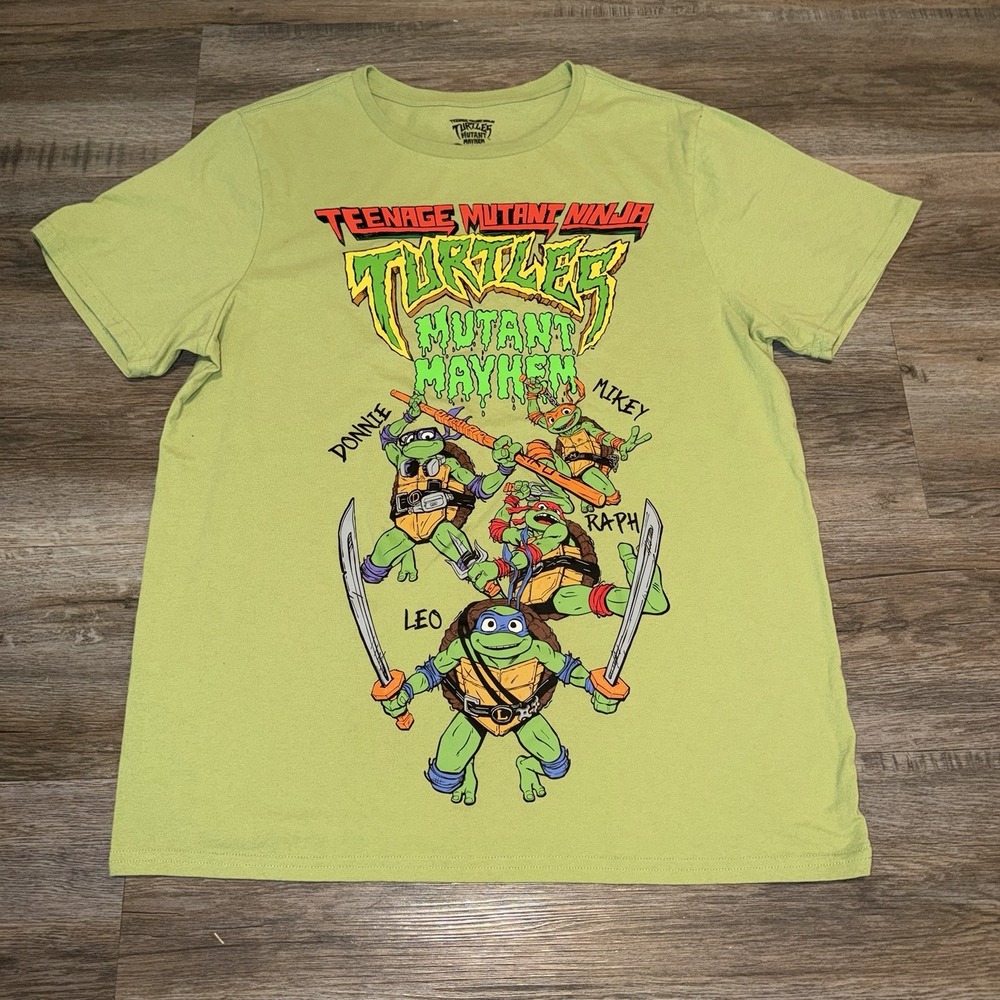 Teenage Mutant Ninja Turtles Mutant Mayhem Shirt Mens Large Green Short Sleeve